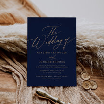 Elegante Hochzeit von Gold und Marinekalligrafie