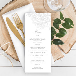 Elegante Hochzeit von Grauer Blütenperle Menükarte