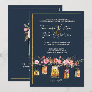 Elegante Hochzeit von Korallenblumen Einladung