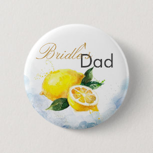 Elegante Hochzeit von Lemon Yellow & Blue Watercol Button