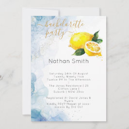 Elegante Hochzeit von Lemon Yellow & Blue Watercol Einladung