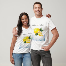 Elegante Hochzeit von Lemon Yellow & Blue Watercol T-Shirt