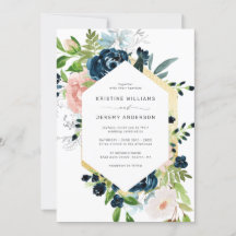 Elegante Hochzeit von Navy Blue Blush Rosa Rose Fl