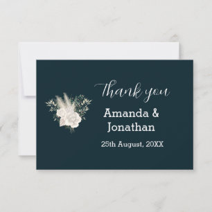 Elegante Hochzeit von Navy Blue und White Roses Dankeskarte
