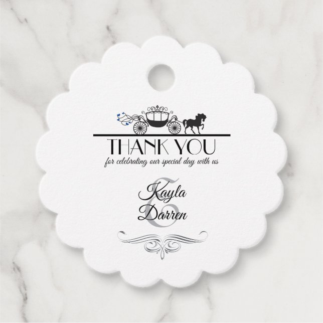 Elegante Hochzeit von Pferden und Buggyen Geschenkanhänger (Vorderseite)