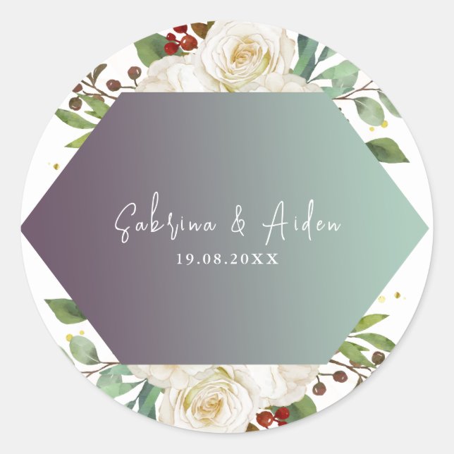 Elegante Hochzeit von Rosenblumen Runder Aufkleber (Vorderseite)
