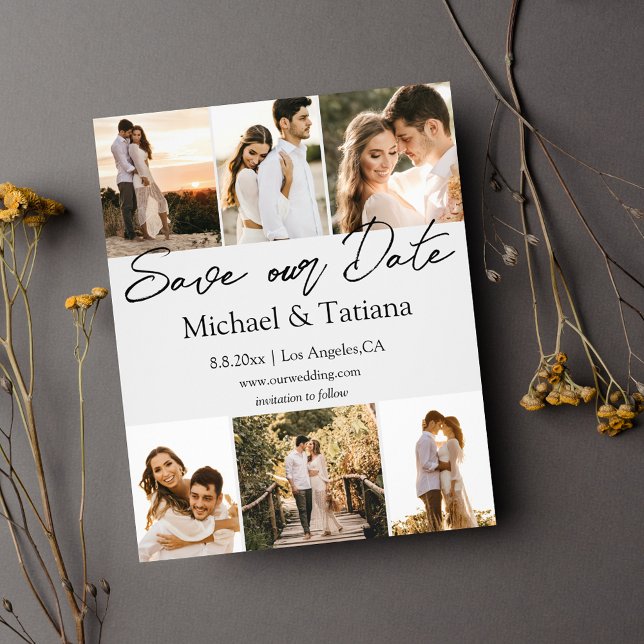 Elegante Hochzeit von Save the Date 6 Fotos Flyer (Von Creator hochgeladen)