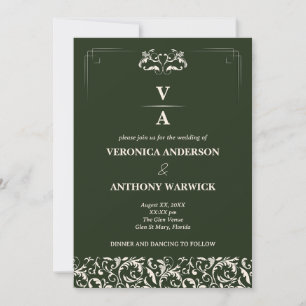 Elegante Hochzeit von Viktorianischen Waldgrün Einladung
