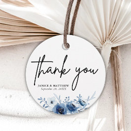 Elegante Hochzeit von Vintag Blue Floral Geschenkanhänger