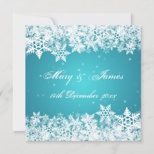 Elegante Hochzeit Winter-Schneeflocken Blau Einladung