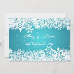 Elegante Hochzeit Winter-Schneeflocken Blau Einladung
