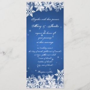 Elegante Hochzeit Winter Snowflakes Blue Saphir Einladung