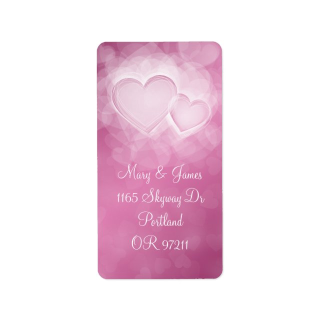 Elegante Hochzeitadresse Moderne Herzen Rosa Adressaufkleber (Vorne)