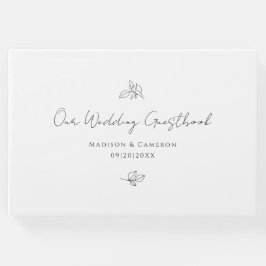 Elegante Hochzeiten Botanische Blätter Schwarz & W Gästebuch