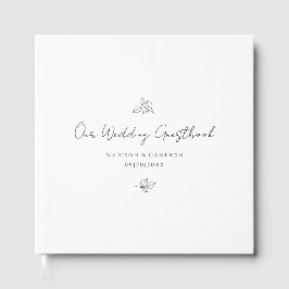 Elegante Hochzeiten Botanische Blätter Schwarz & W Gästebuch