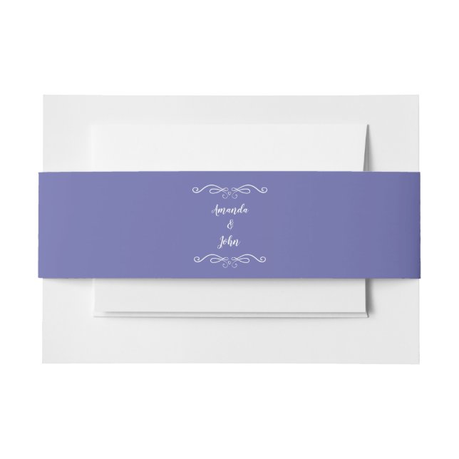 Elegante Hochzeiten Calligraphy Chic Periwinkle Bl Einladungsbanderole (Vorderseite Beispiel)