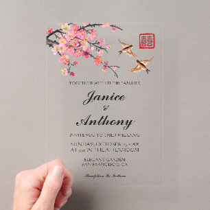 Elegante Hochzeiten chinesischer Blume Acryleinladungen