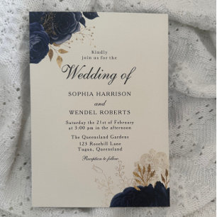 Elegante Hochzeiten der klassischen Marine-Rose Einladung