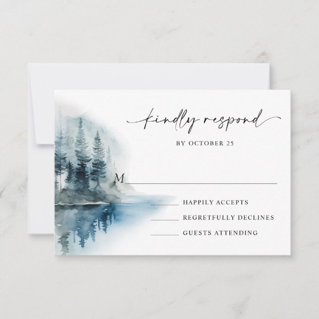 Elegante Hochzeiten im Wald RSVP Karte (Vorderseite)