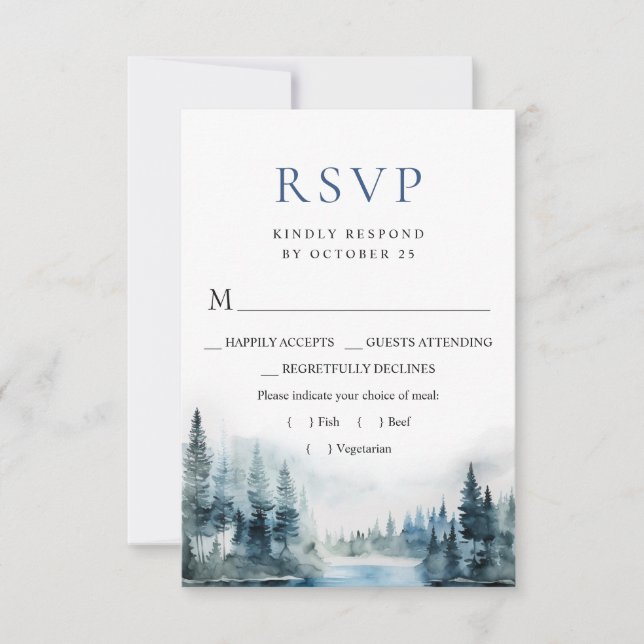 Elegante Hochzeiten im Wald RSVP Karte (Vorderseite)