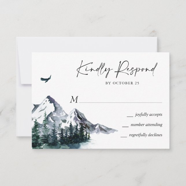 Elegante Hochzeiten im Wald RSVP Karte (Vorderseite)