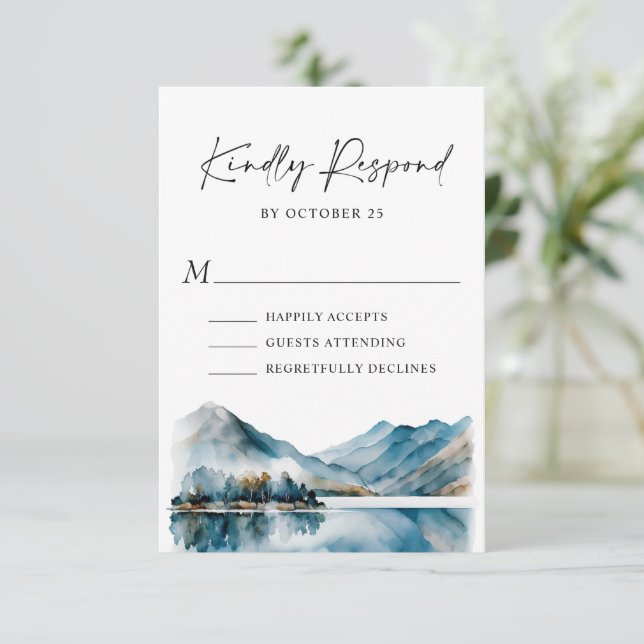 Elegante Hochzeiten im Wald RSVP Karte (Stehend Vorderseite)