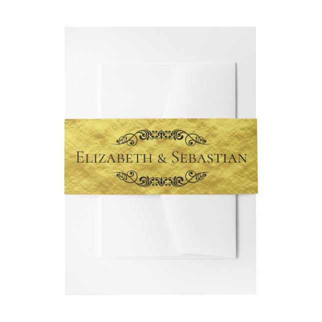 Elegante Hochzeiten Imitate Goldene Foil Scrollwor Einladungsbanderole (Vorderseite Beispiel)