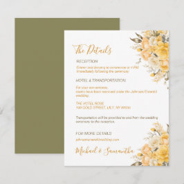 Elegante Hochzeiten in Gelb und Elfenbeinküste Begleitkarte