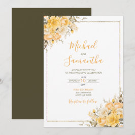 Elegante Hochzeiten in Gelb und Elfenbeinküste Einladung