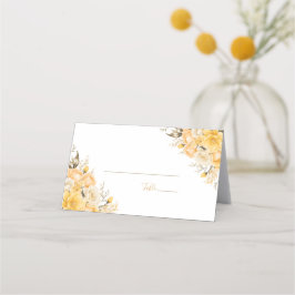 Elegante Hochzeiten in Gelb und Elfenbeinküste Platzkarte