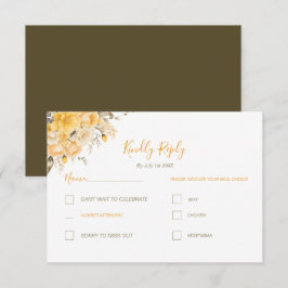 Elegante Hochzeiten in Gelb und Elfenbeinküste RSVP Karte