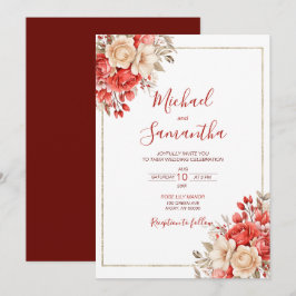 Elegante Hochzeiten in Rot und Elfenbeinküste Einladung