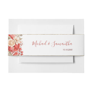 Elegante Hochzeiten in Rot und Elfenbeinküste Einladungsbanderole