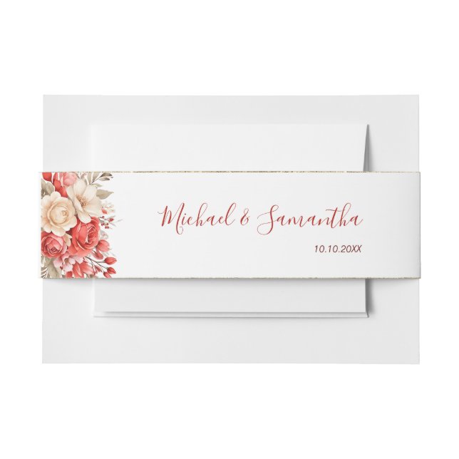 Elegante Hochzeiten in Rot und Elfenbeinküste Einladungsbanderole (Vorderseite Beispiel)