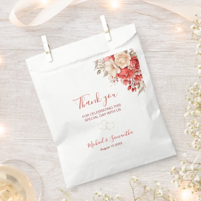 Elegante Hochzeiten in Rot und Elfenbeinküste Geschenktütchen (Ausgeschnitten)