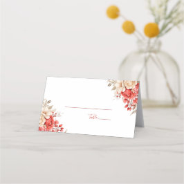 Elegante Hochzeiten in Rot und Elfenbeinküste Platzkarte