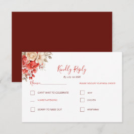 Elegante Hochzeiten in Rot und Elfenbeinküste RSVP Karte