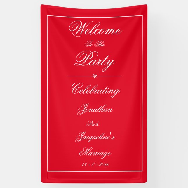 Elegante Hochzeiten Individuelle Name Chic Red Wel Banner (Vertikal)
