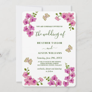 Elegante Hochzeiten Lila Orchideen Einladung