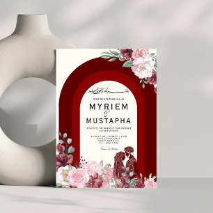 Elegante Hochzeiten mit Rot und Blumen Einladung