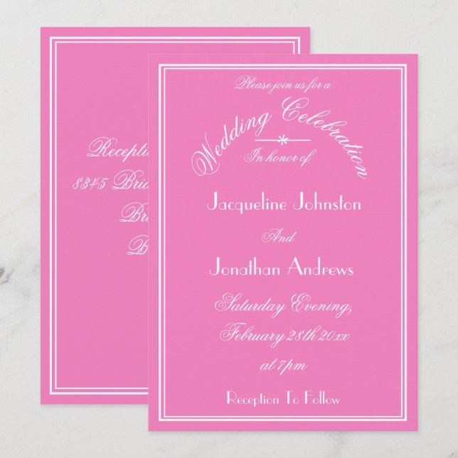 Elegante Hochzeiten Personalisierte Namen Chic Pin Einladung (Vorne/Hinten)