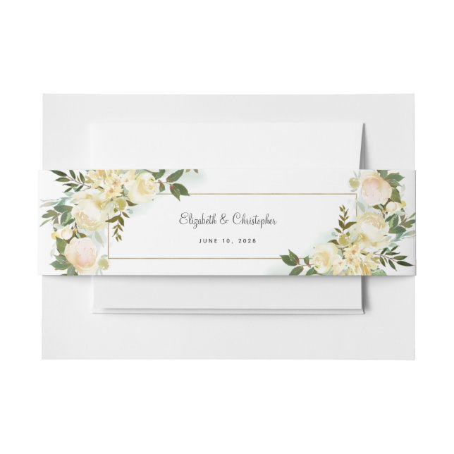 Elegante Hochzeiten Rose Blumengestelle Einladungsbanderole (Vorderseite Beispiel)