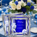 Elegante Hochzeiten Silberblauer Rose Einladung<br><div class="desc">Elegant Wedding Wedding Silver Blue Floral Rose Champagner Glass Blume Floral</div>