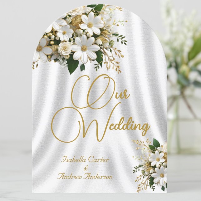Elegante Hochzeiten Verzierte White-Gold-Blume Einladung (Von Creator hochgeladen)