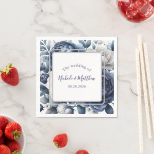Elegante Hochzeiten von Navy Blue Peonies & White  Serviette