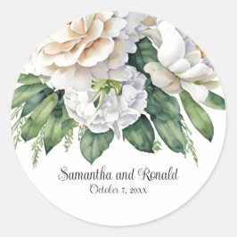 Elegante Hochzeiten von weißen Rosen und Peonies Runder Aufkleber