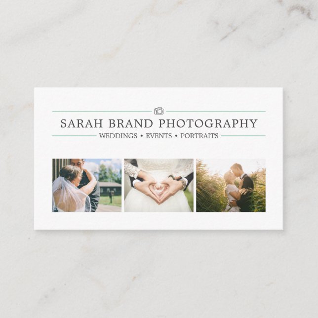 Elegante Hochzeitfotografie Visitenkarte (Vorderseite)
