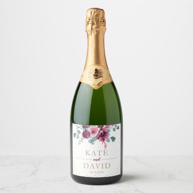 Elegante Hochzeitgold und bordeauxfarbene Blume (Vorderseite)