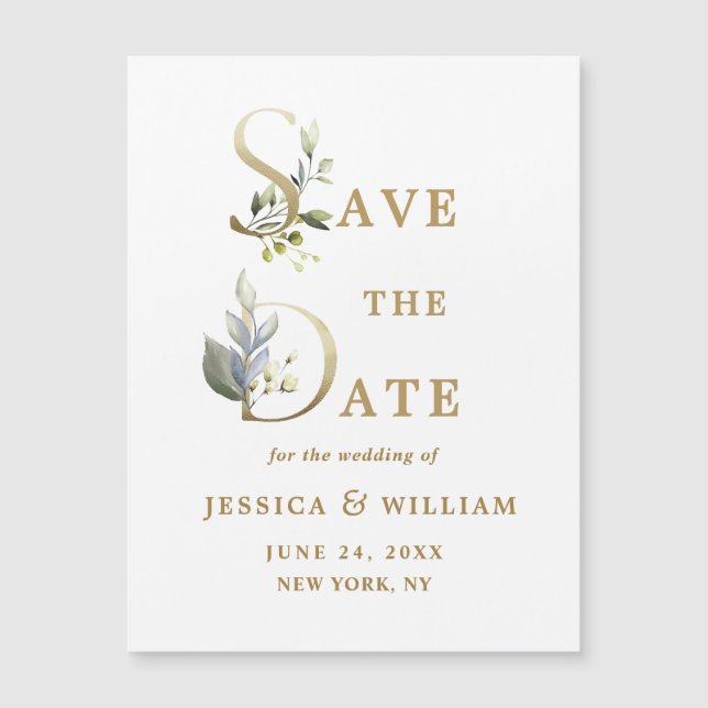 Elegante Hochzeitkarte Save the Date Magnetkarte (Vorderseite)