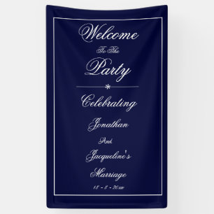Elegante Hochzeits-Benutzerdefinierte Namen Navy B Banner